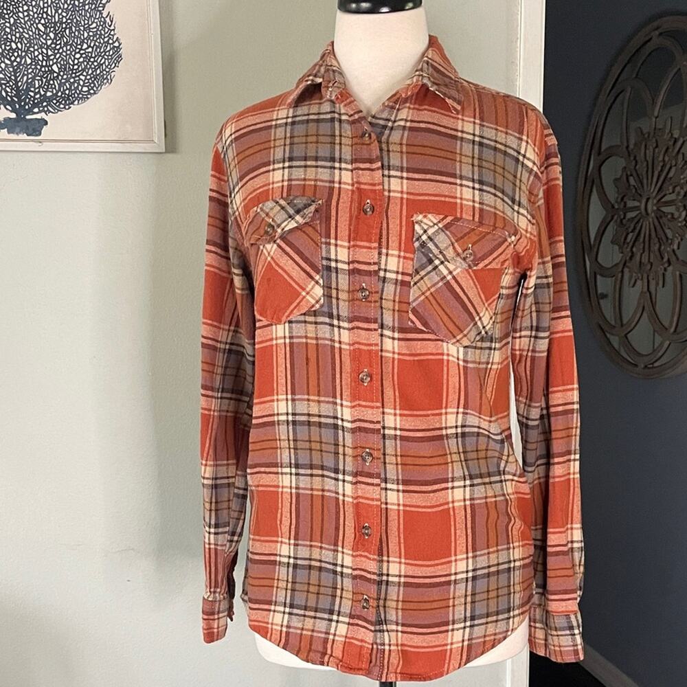RSQ Rust and Beige Plaid Shirt